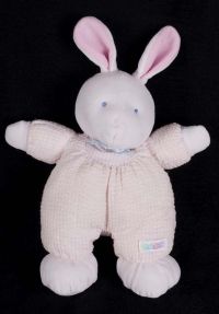 Eden Bunny Rabbit Seersucker Fabric Lovey Baby Rattle Plush